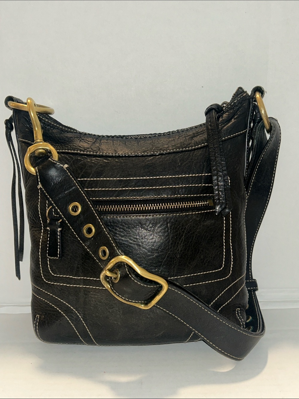 COACH Vintage Bleecker Black Pebble Leather Shoulder Crossbody Bag 10398